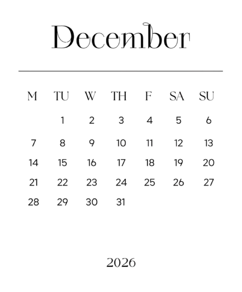Kalendar Disember 2026